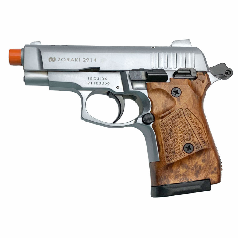 Zoraki M2914 Silver With Simulated Wood Grips 9mm Front Firing Blank Gun - Tophatter's Guns'N'Weapons Store - FREE SHIPPING Collectible Weapons - Tophatter Daily Deals