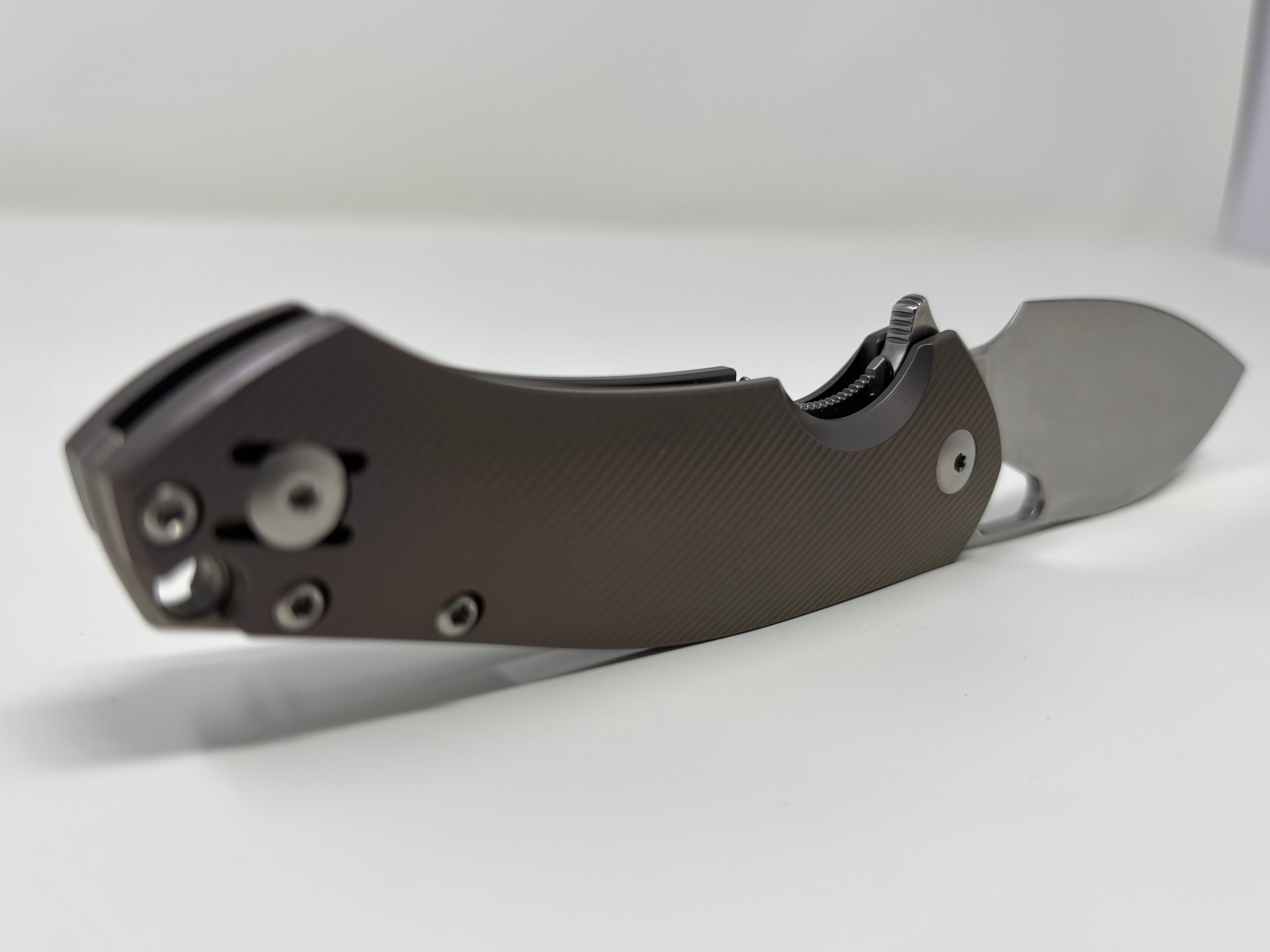 GiantMouse ACE Biblio XL - Purple and Bronze Anodized Titanium Handle - St. Nick's Knives Exclusive - CPM-Magnacut Collectors - Tophatter Daily Deals
