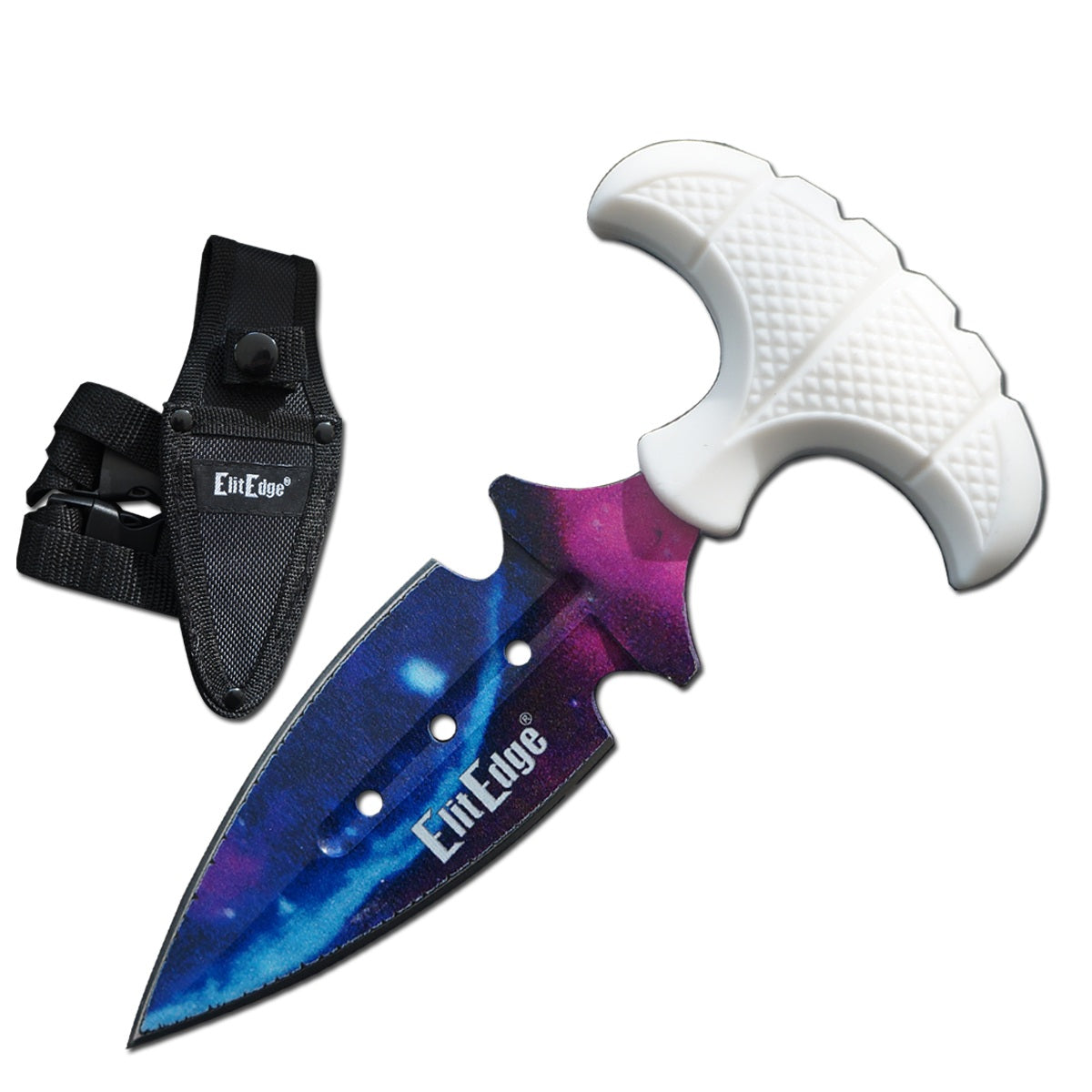 White Galaxy Push Dagger Dual Edge Fixed Blade Knife - TOPHATTER'S ARMORY DEALS Collectible Weapons - Tophatter Daily Deals