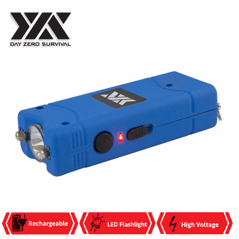 DZS Ultra Mini Blue Stun Gun Rechargeable With LED Light, Holster and KeyRing Collectible Weapons - Tophatter Daily Deals