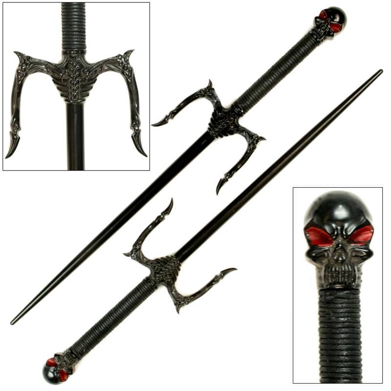 Dark Skeleton Sai Set With Bones and Cord Wrapped Handles - Tophatter's Army Products & Self Defense Collectible Weapons - Tophatter Daily Deals