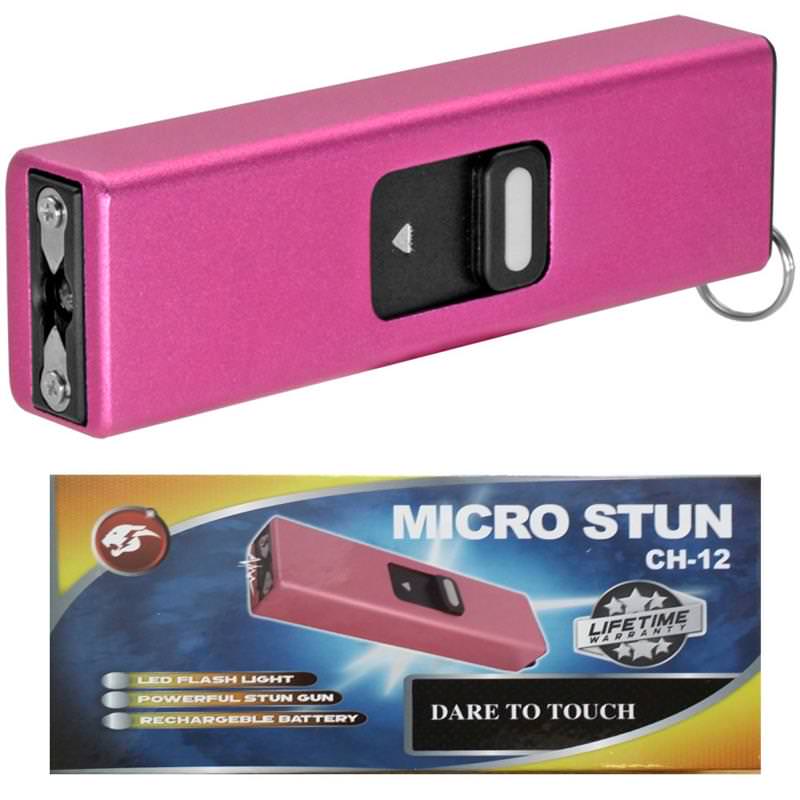 Micro USB Self Defense Pink Stun Gun Rechargeable LED Light Keychain Collectible Weapons - Tophatter Daily Deals