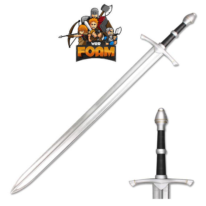 43" Medieval Foam Padded Sword with Metallic Chrome Finish on Blade Collectible Weapons - Tophatter Daily Deals