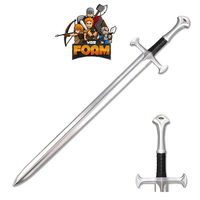 Medieval Foam Sword with Metallic Chrome Finish on Blade Cosplay Costume LARP - Tophatter's Inc. Weapons Store Online Collectible Weapons - Tophatter Daily Deals