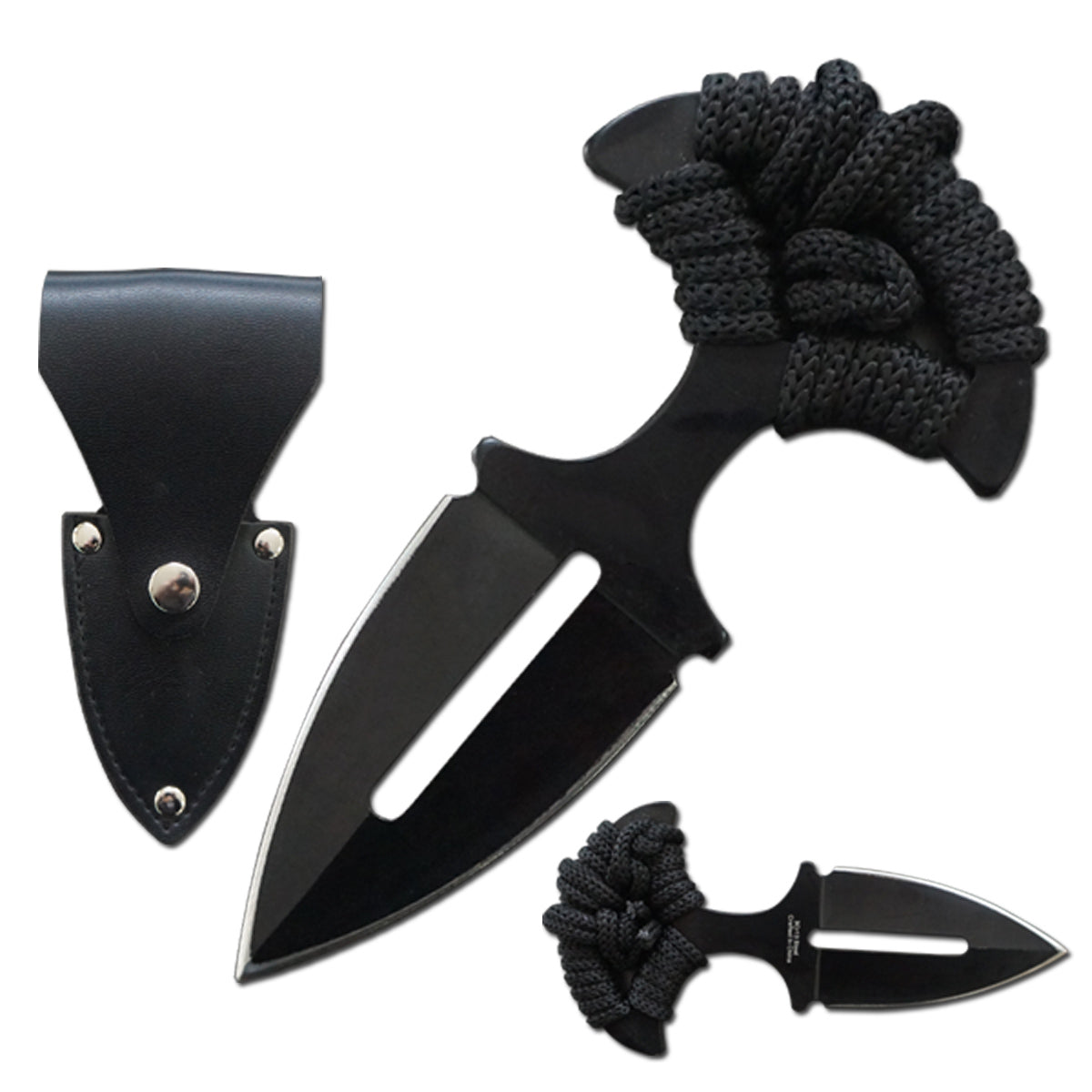 Tactical Push Dagger Knife with Belt Sheath and Black Corded Grip - Tophatter's Guns'N'Weapons Store Collectible Weapons - Tophatter Daily Deals