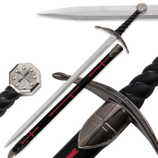 One Hand Knight's Templar Sword With Scabbard - TOPHATTER'S ARMORY DEALS Collectible Weapons - Tophatter Daily Deals
