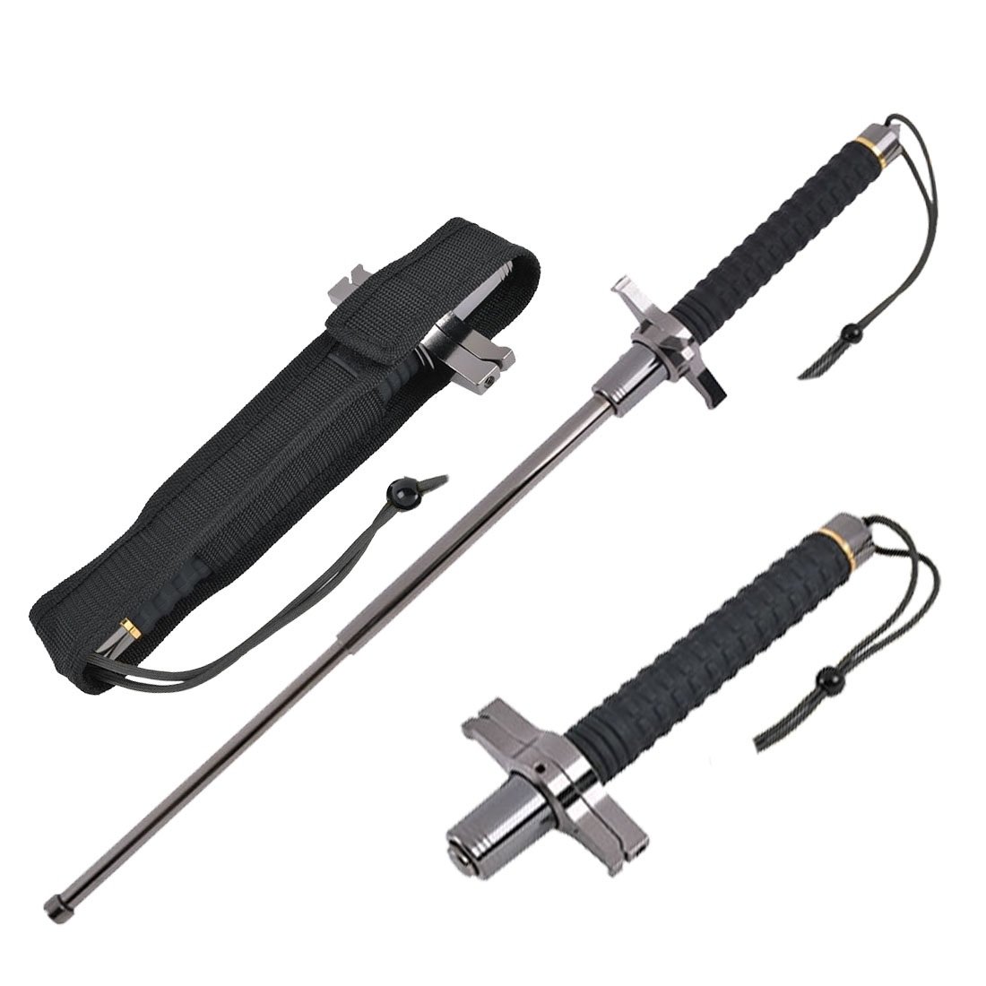 21 Inch Telescopic Extendable Baton with Cross Hand Guard - TOPHATTER'S ARMORY DEALS Collectible Weapons - Tophatter Daily Deals