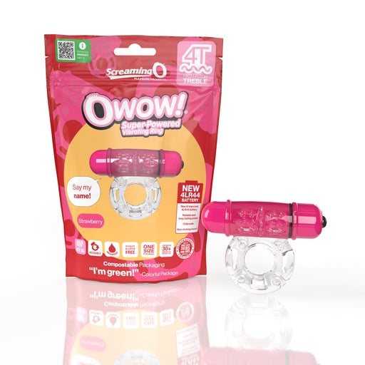 Screaming O 4T OWow Super Powered Vibrating Ring Strawberry Color Body Safe Waterproof > Cock Ring > Vibrating - Tophatter Daily Deals