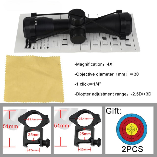 4X30 Tactical Optical Scope 20MM Tall - Tophatter Daily Deals
