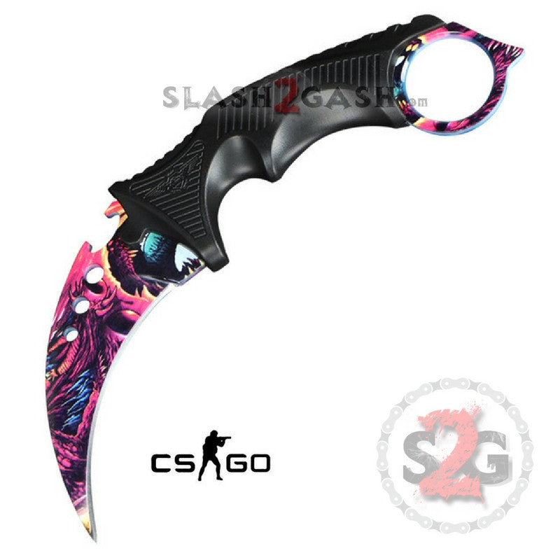 CSGO Hyper Beast ELITE Karambit FULL TANG Tactical Claw Neck Knife Hyper Beast Knife-Fixed - Tophatter Daily Deals