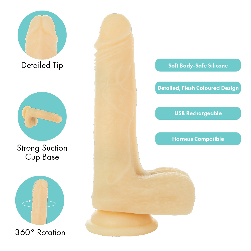 BMS PL Amazing Adam Vibrating & Rotating Ivory Dildo 7" with Remote Realistic Vibrating Dildo - Tophatter Daily Deals