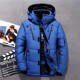 Insulating Men's Puffer Jacket - Hooded Polyester, Winter Blue - Tophatter Daily Deals