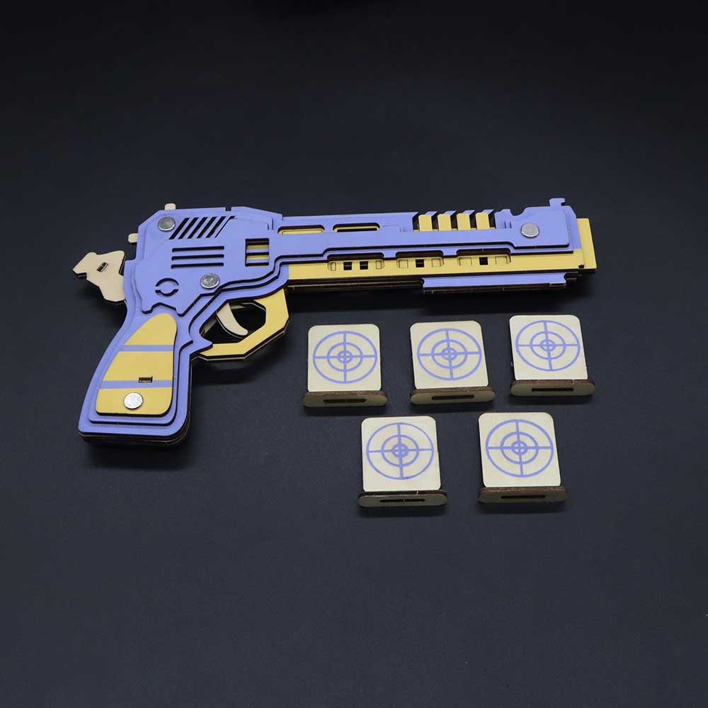 Battle Wolf 3D Gun Puzzle Wooden Rubber Band Gun Model Kit - Tophatter Daily Deals