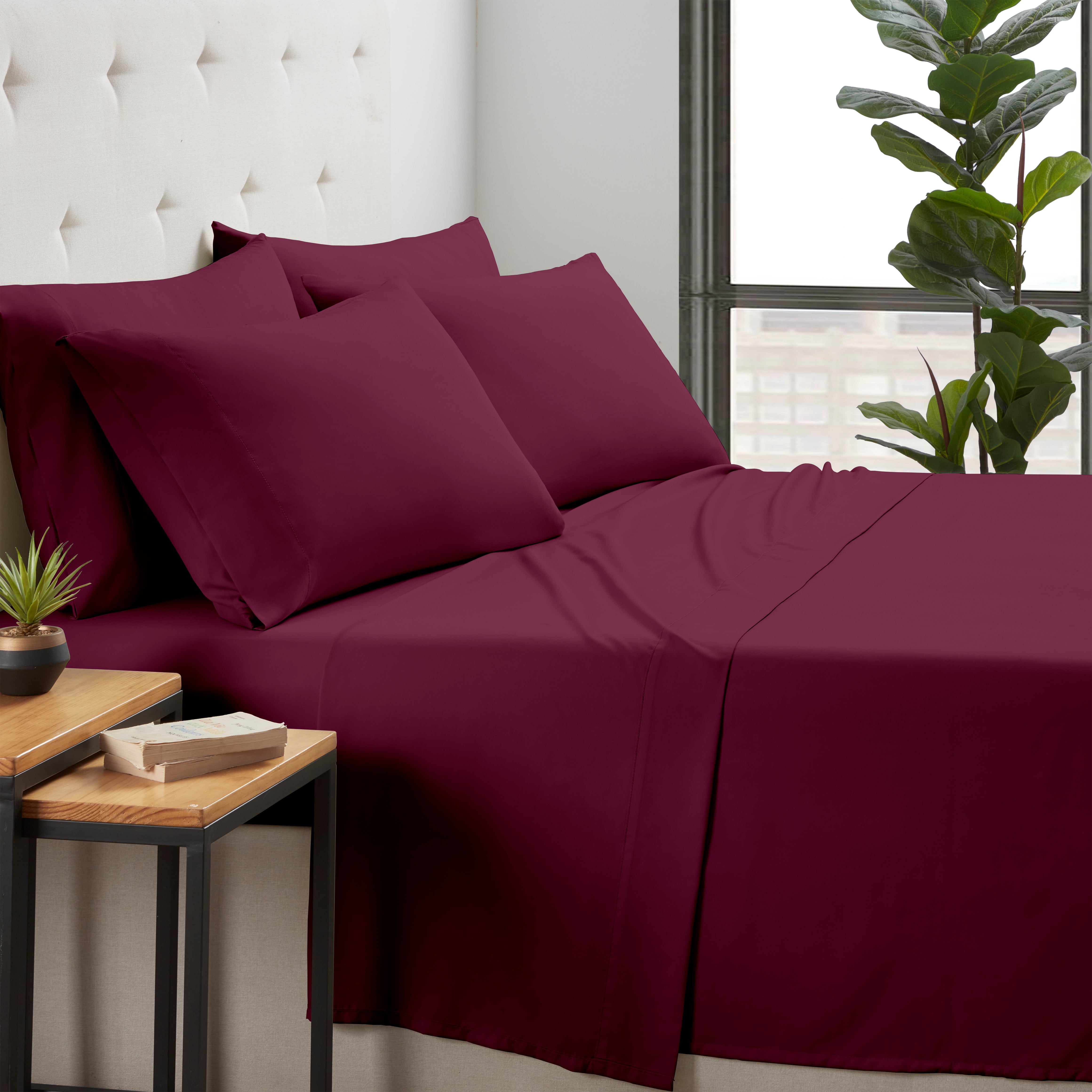 Kathy Ireland 6 Piece Bamboo Cooling Sheet Set Raspberry Bedding - Tophatter Daily Deals