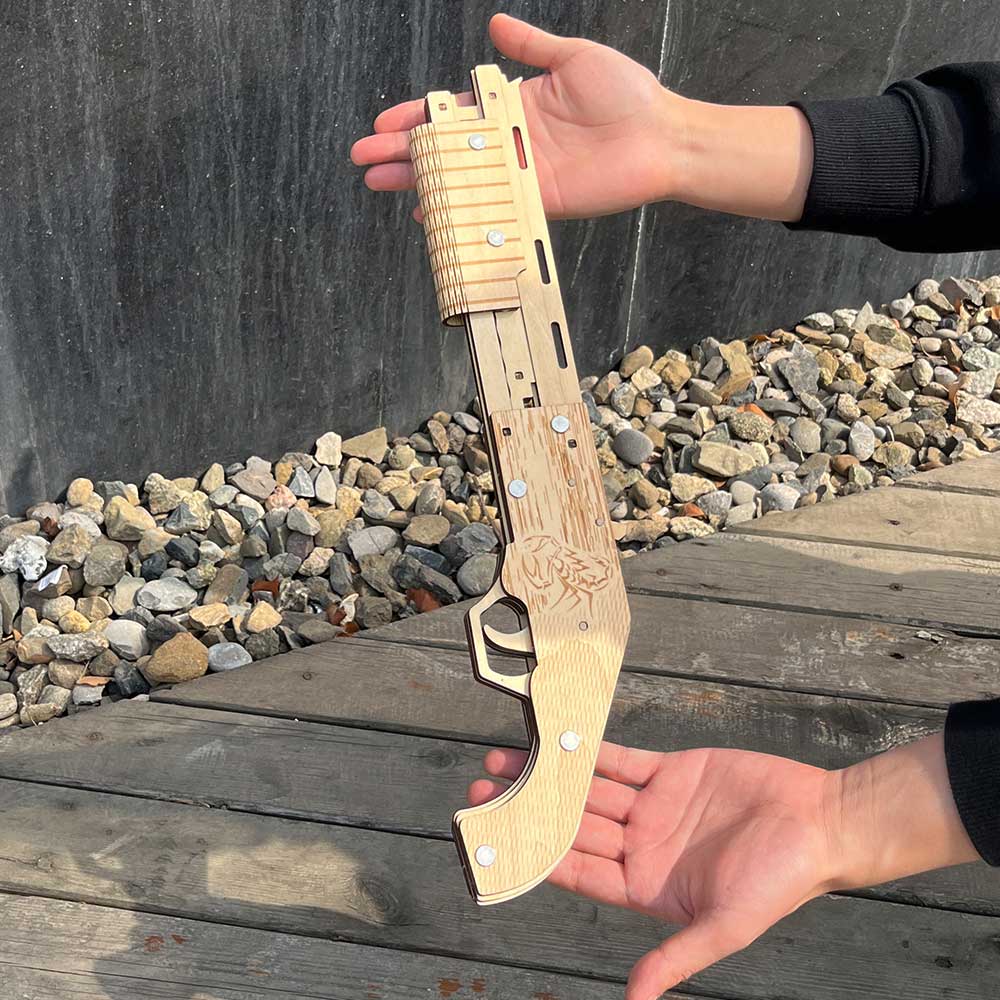 Wooden Mossberg Shotgun Rubber Band Gun Model Kit - Tophatter Daily Deals