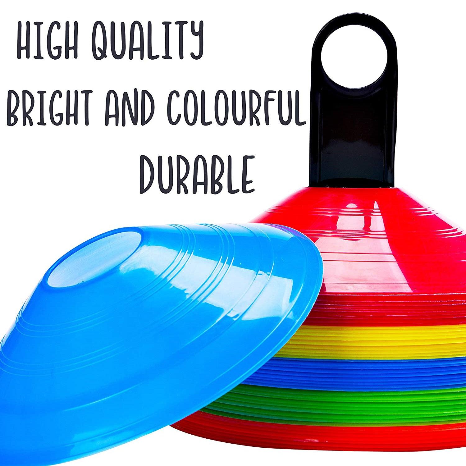 Football Training Cones – Indoor/Outdoor Use – Set of 50 Sports Safety Space Marker Cones with Stand and Bag. Soccer - Tophatter Daily Deals