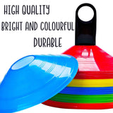 Football Training Cones – Indoor/Outdoor Use – Set of 50 Sports Safety Space Marker Cones with Stand and Bag. Soccer - Tophatter Daily Deals