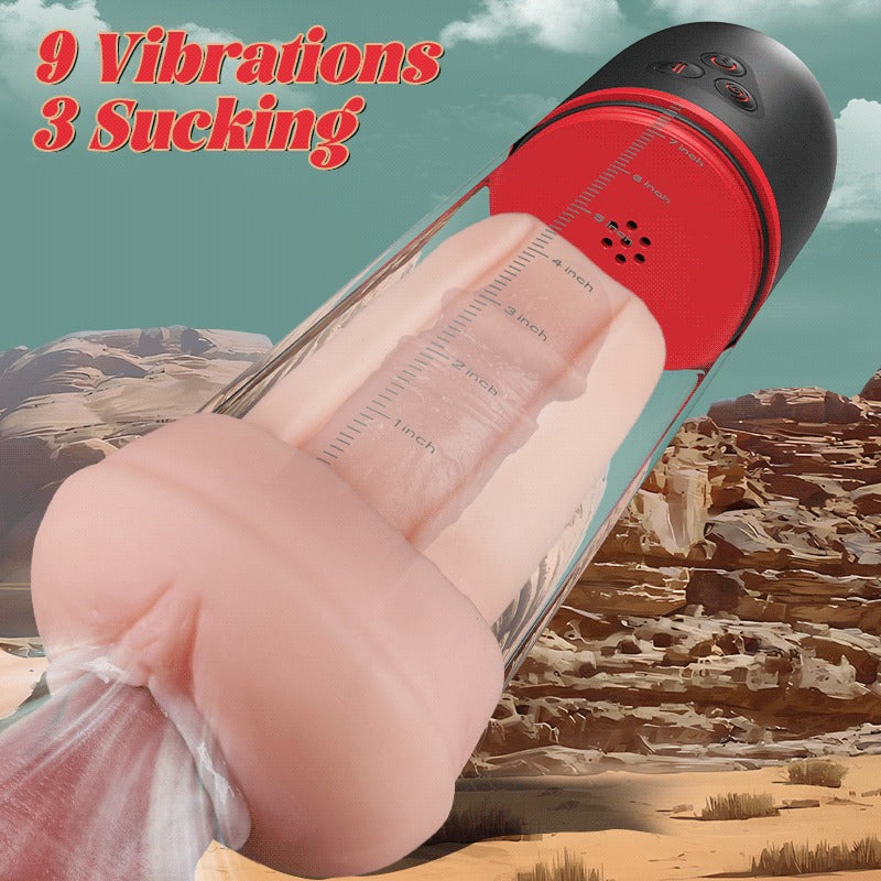 Acmejoy S-HANDE Pussy-Shaped Sleeve 3 Sucking 9 Vibrating Male Enlargement Pumps Penis Pumps - Tophatter Daily Deals