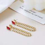 Dangle Chain Earrings with Cubic Zirconia Emerald and Gift Pouch Earrings - Tophatter Daily Deals