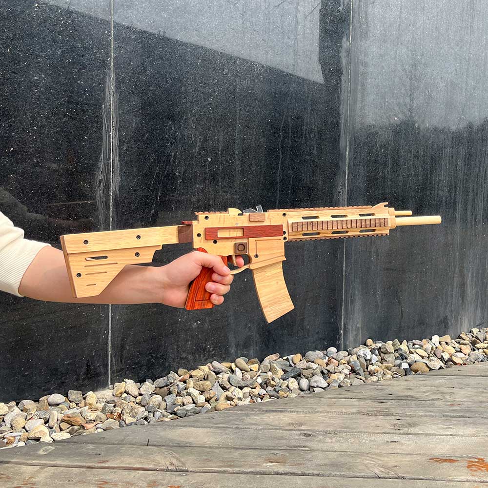 M416 Wooden Rubber Band Gun Model Kit - Tophatter Daily Deals