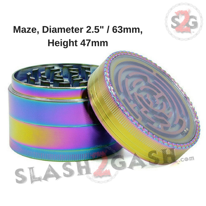 Rainbow Stainless Steel Magnetic Spice Herb Grinder w/ Maze 4 pc - 2.5" 2.5inch 63mm Smoking Accessories - Tophatter Daily Deals