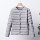 Lightweight Flattering Womens Down Jacket - Short Quilted Gray - Tophatter Daily Deals
