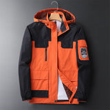 Waterproof Men's Rain Jacket - Hooded Colorblock, Packable - Tophatter Daily Deals