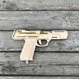 Solid Wooden Rubber Band Pistol With Functional Clip - Tophatter Daily Deals