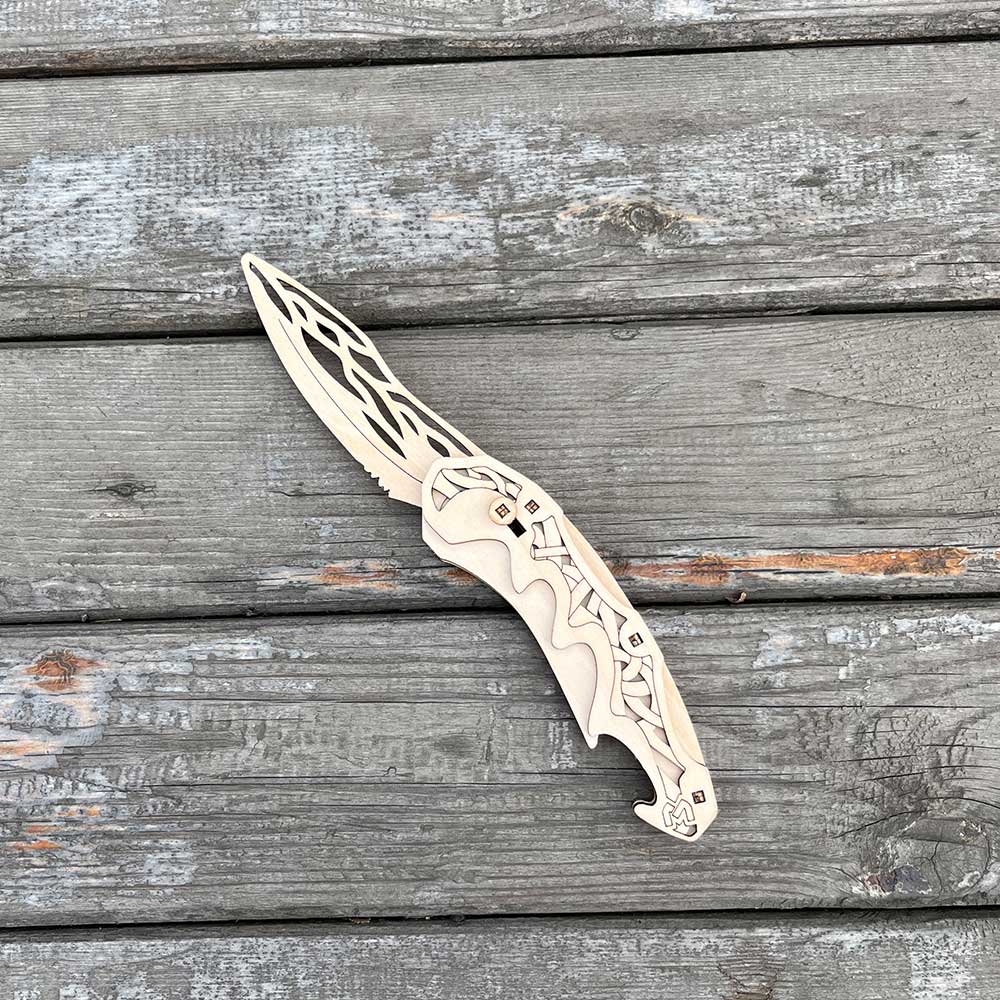 3D Folding Knife Puzzle Wooden Model Kit - Tophatter Daily Deals