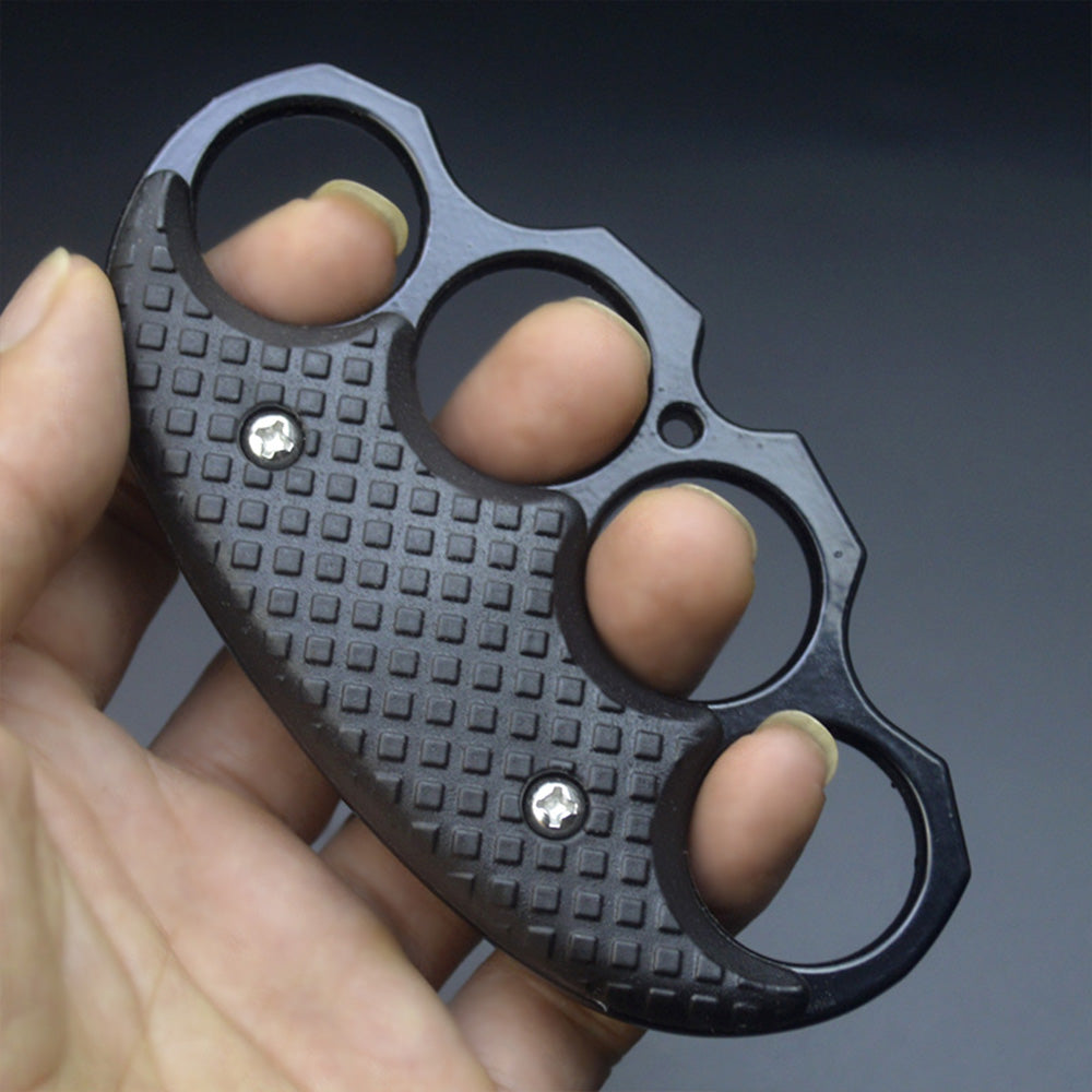 Self-Defense Broken Window Solid Brass Knuckle Duster Black - Tophatter Daily Deals