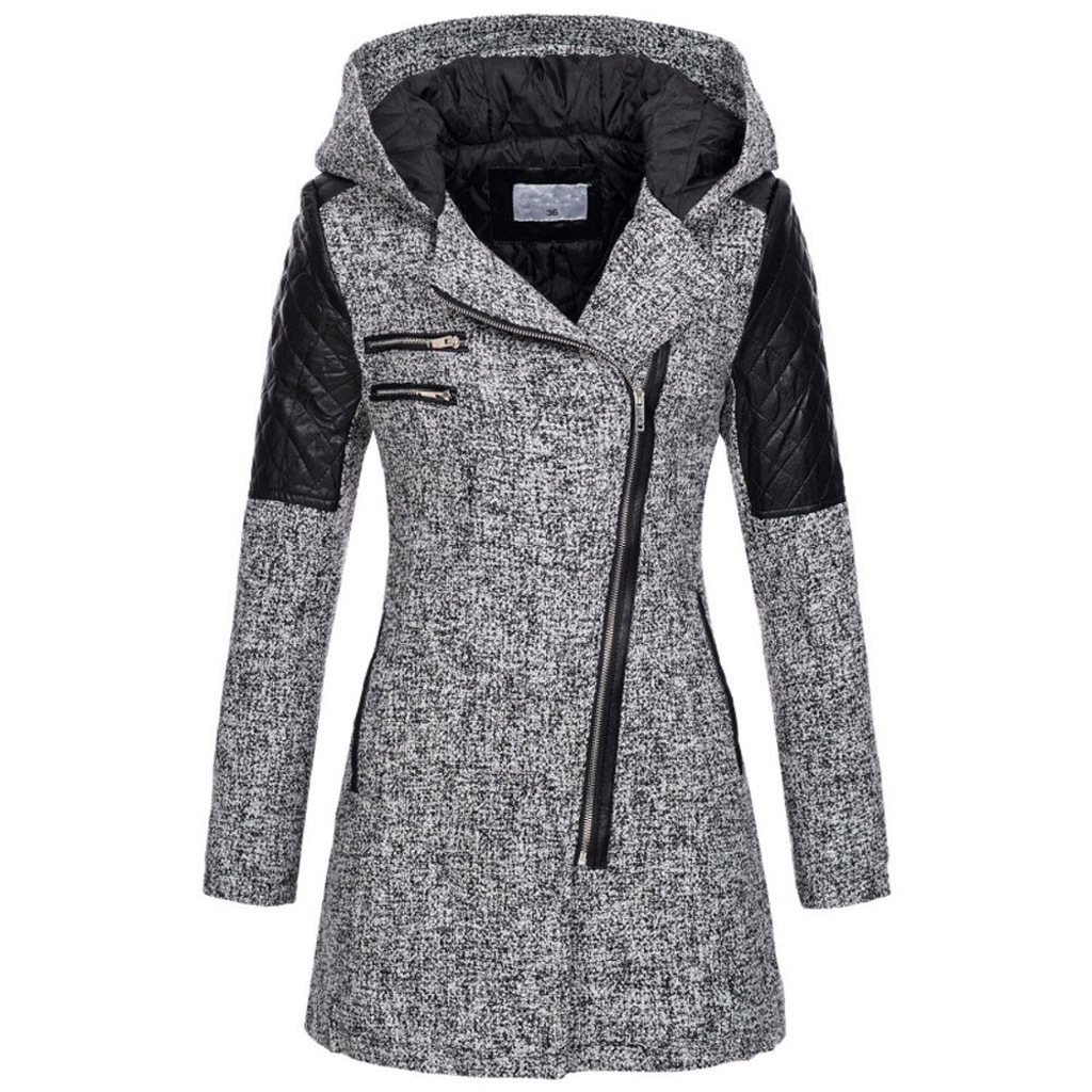 Warm Women's Winter Coat - Asymmetric Zip, Cotton Blend Light gray - Tophatter Daily Deals