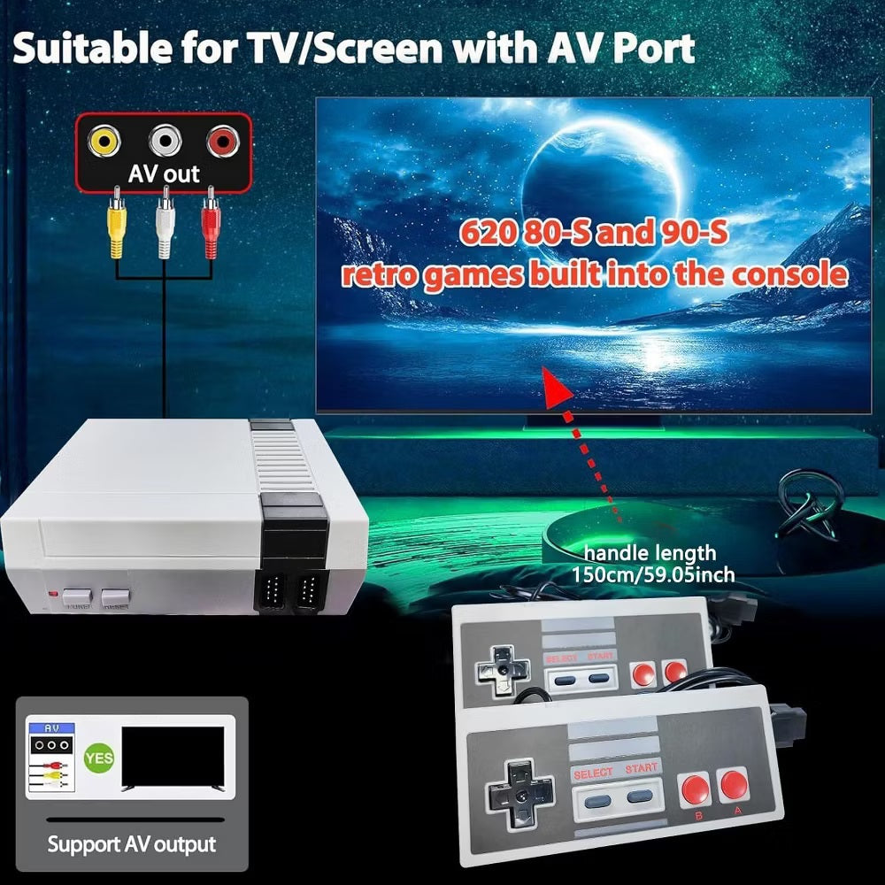 Retro Mini Gaming Console with 620 Classic Games, AV Output, and Dual Controllers Video Games & Consoles - Tophatter Daily Deals