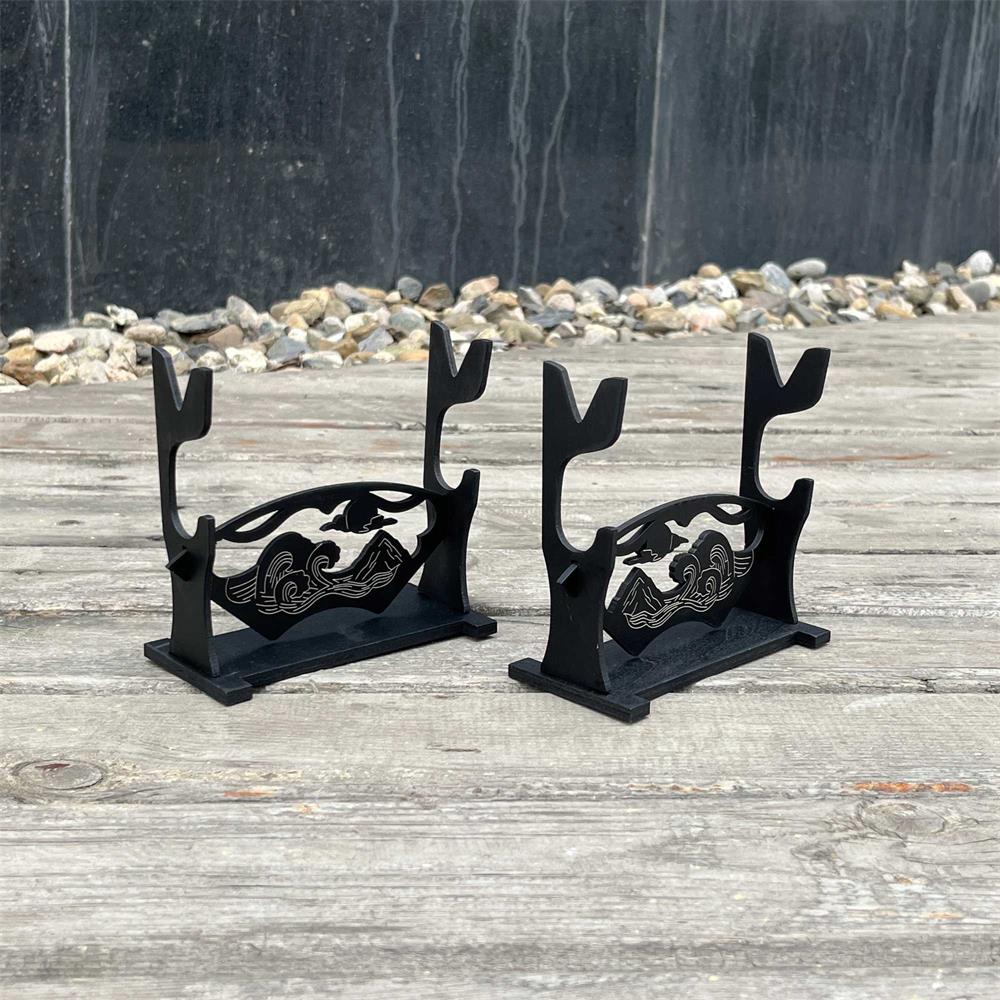 2-Layer Wooden Landscape Pattern Weapon Display Holder 2 Holder In 1Pack - Tophatter Daily Deals