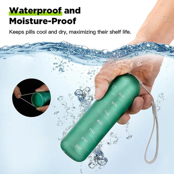 Pill Organizer Aluminum 7 Day Travel Container Waterproof - Tophatter Daily Deals