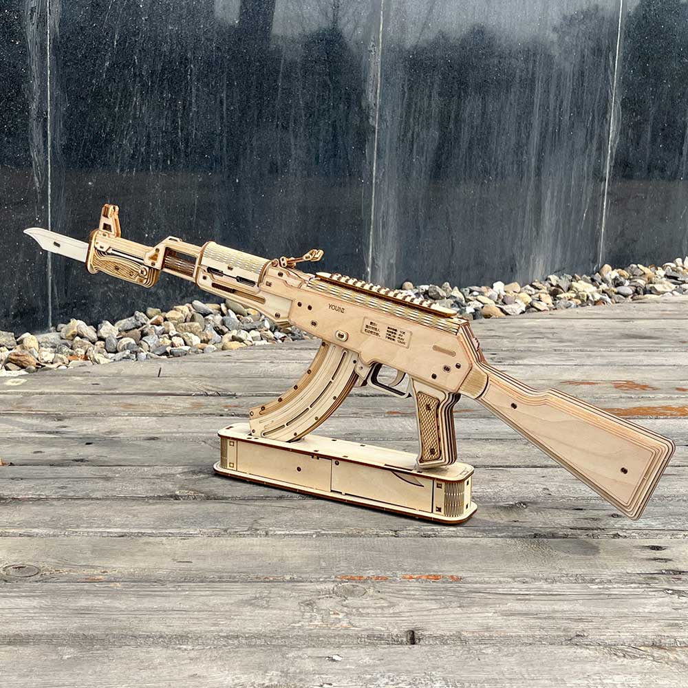 AK47 Wooden Rubber Band Replica Gun Model Kit - Tophatter Daily Deals