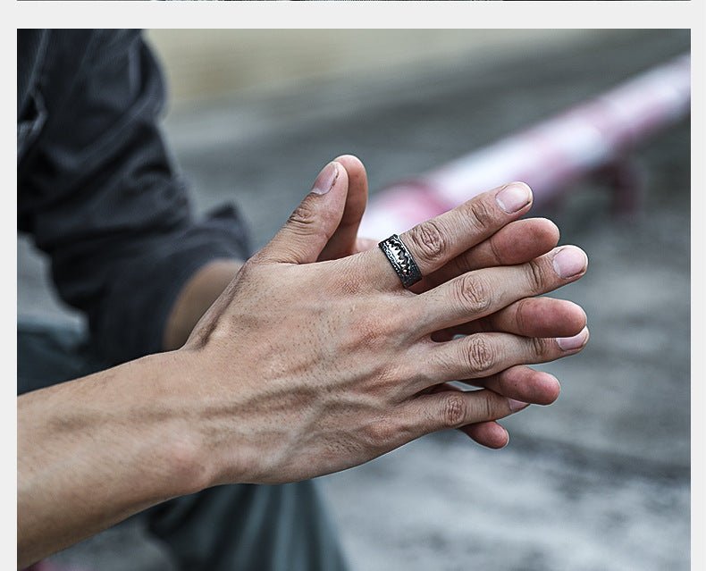 Venom Pure Handmade Mens Silver Plated Brass Adjustable Ring Punk Biker Jewelry EDC Gadgets - Tophatter Daily Deals