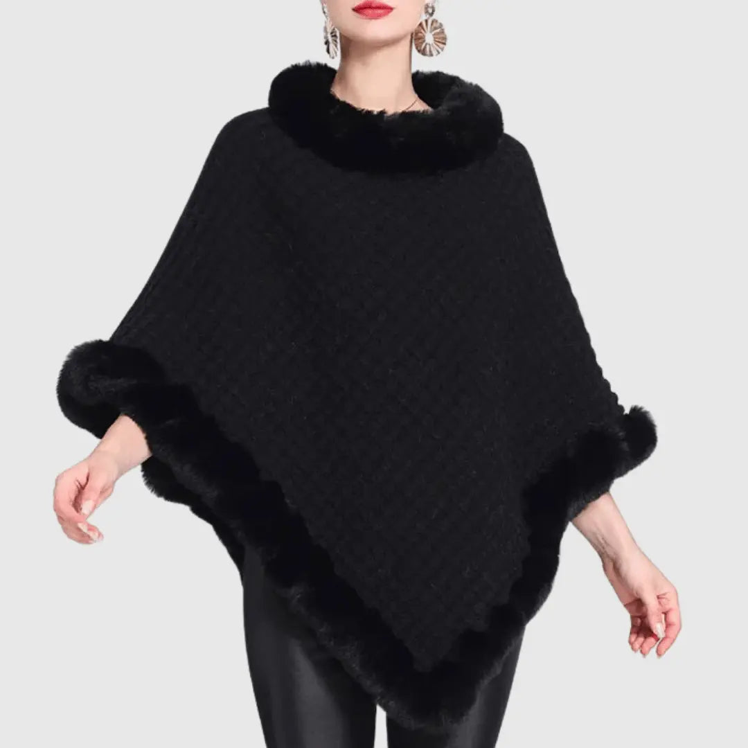 Warm Cozy Women's Poncho - Slouchy Cowl, Acrylic, For Fall Black One Size - Tophatter Daily Deals