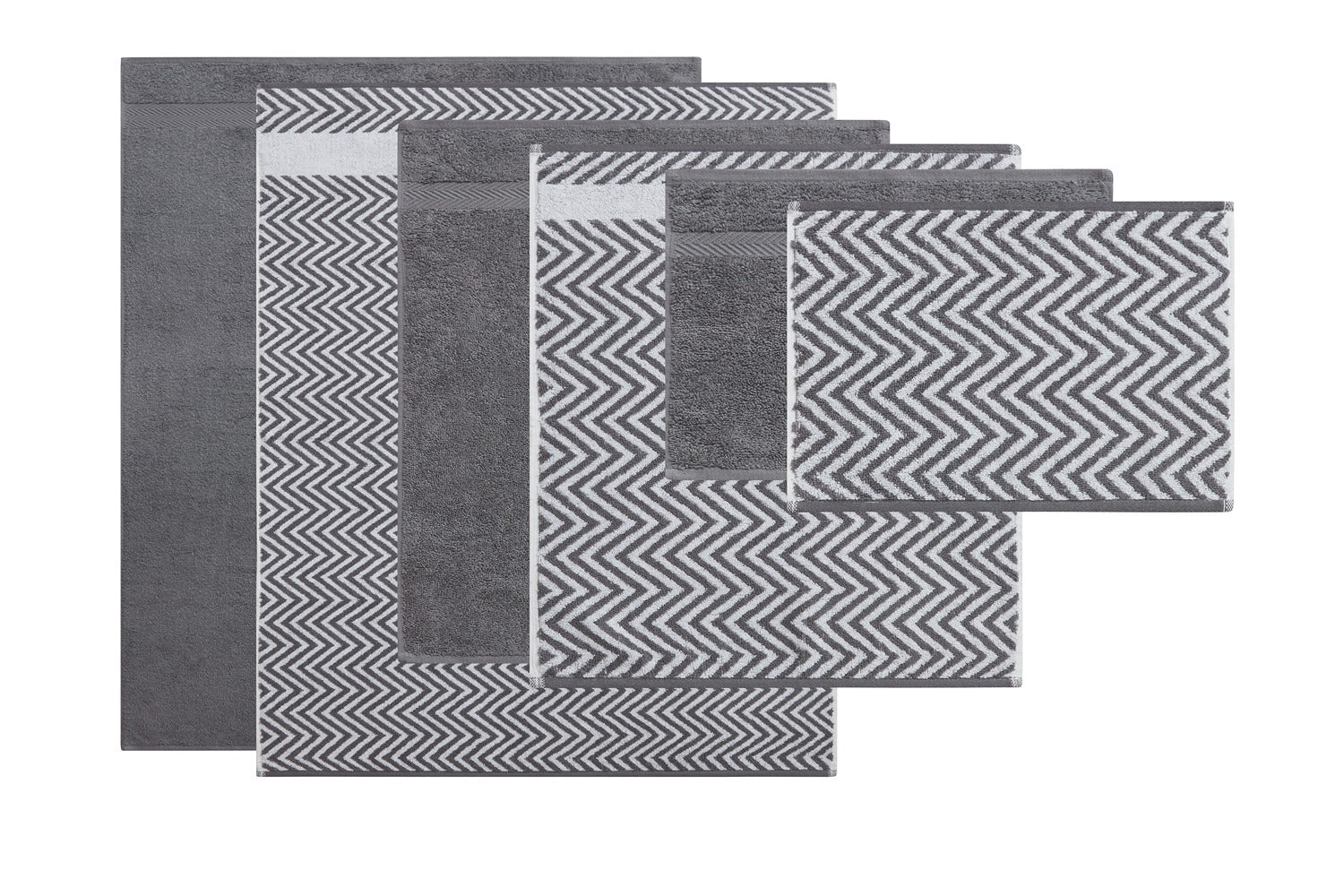 Kathy Ireland 6 Piece Chevron Jacquard Towel Set with Lets Dry Bath Towel - Tophatter Daily Deals