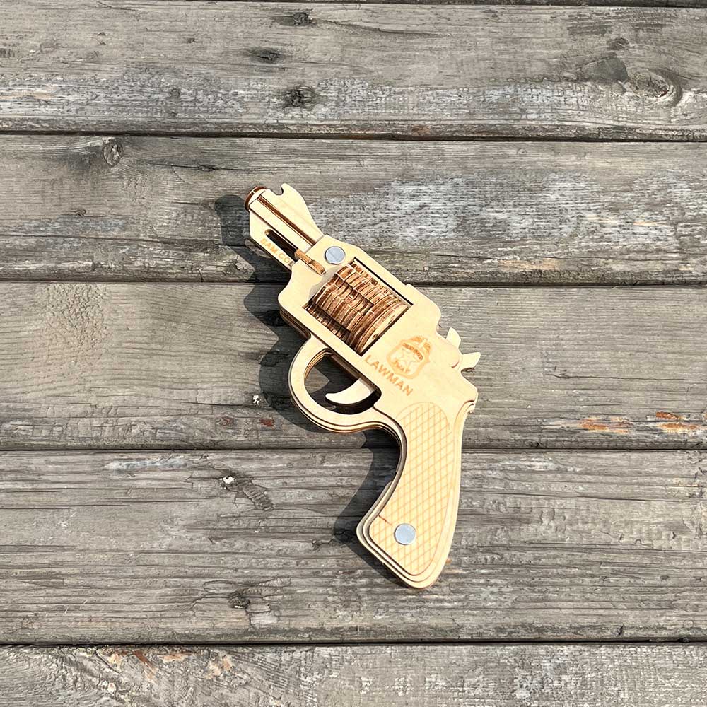 Assembled Colt Law Enforcement Officer Wooden Rubber Band Gun Model Kit - Tophatter Daily Deals