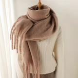 Warm Cozy Womens Winter Scarf - Blanket Fringe Plush Khaki One Size - Tophatter Daily Deals
