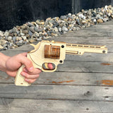 Assembled Revolver Wooden Rubber Band Gun Model Kit - Tophatter Daily Deals
