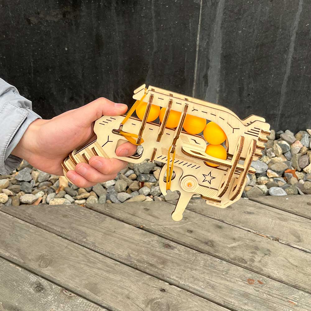 Ranger Ping Pong Ball Shooter Wooden Rubber Band Gun Model Kit - Tophatter Daily Deals