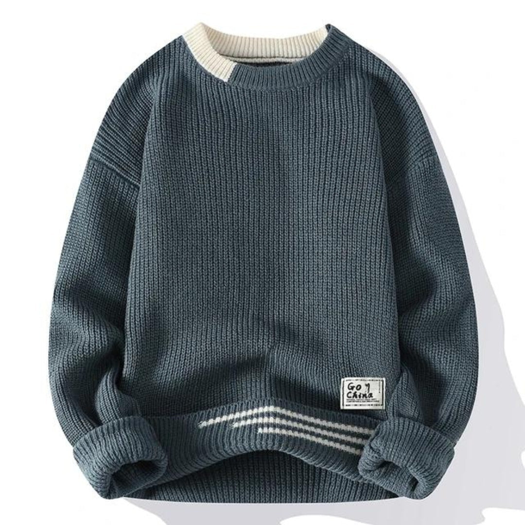 Soft Mens Crewneck Sweater - Relaxed Knit, Warm Casual Gray - Tophatter Daily Deals
