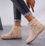 Soft Cozy Women’s Ankle Boots – Fringe, Faux Suede, Daily Beige - Tophatter Daily Deals