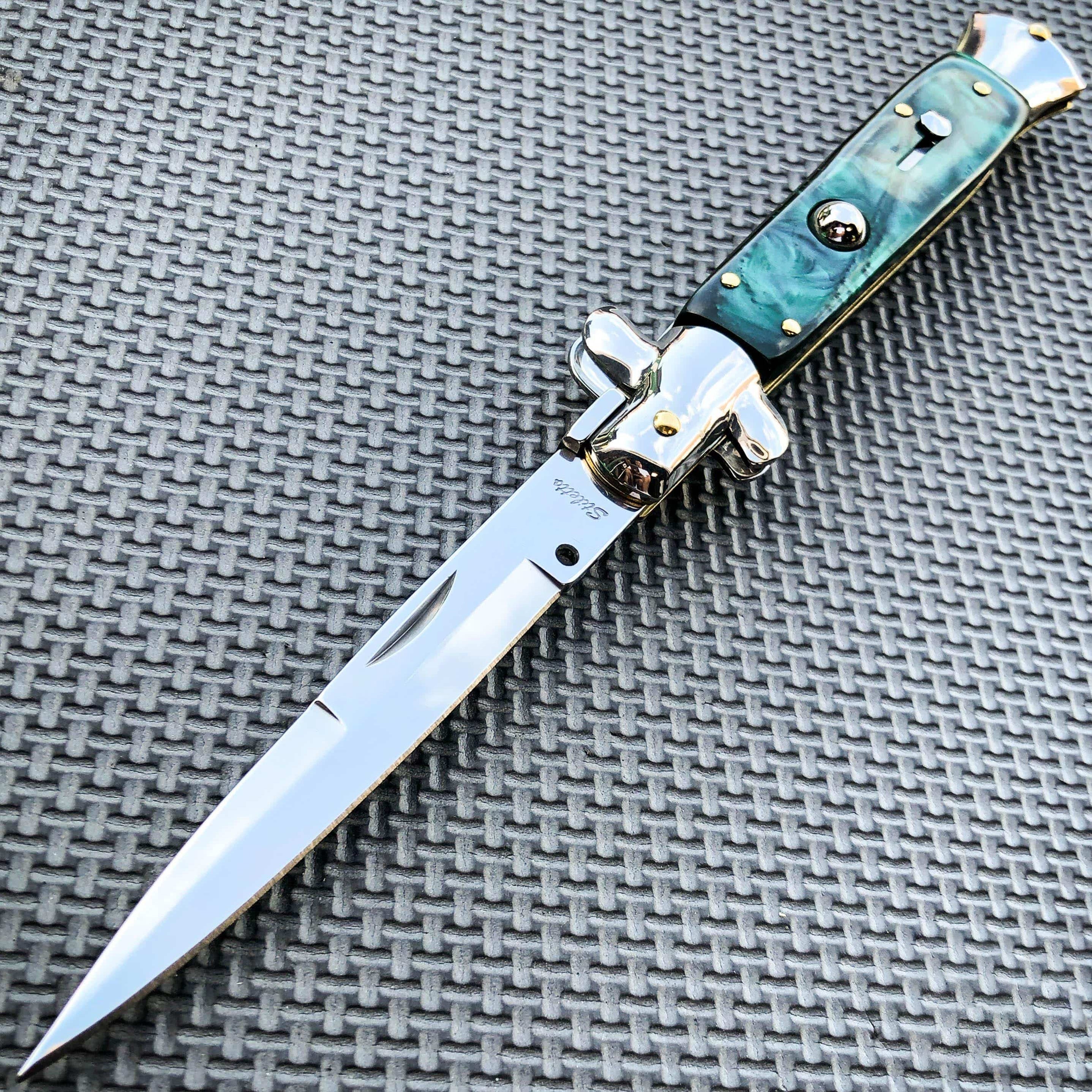 ltalian Stiletto Pocket Knife Green - Tophatter Daily Deals