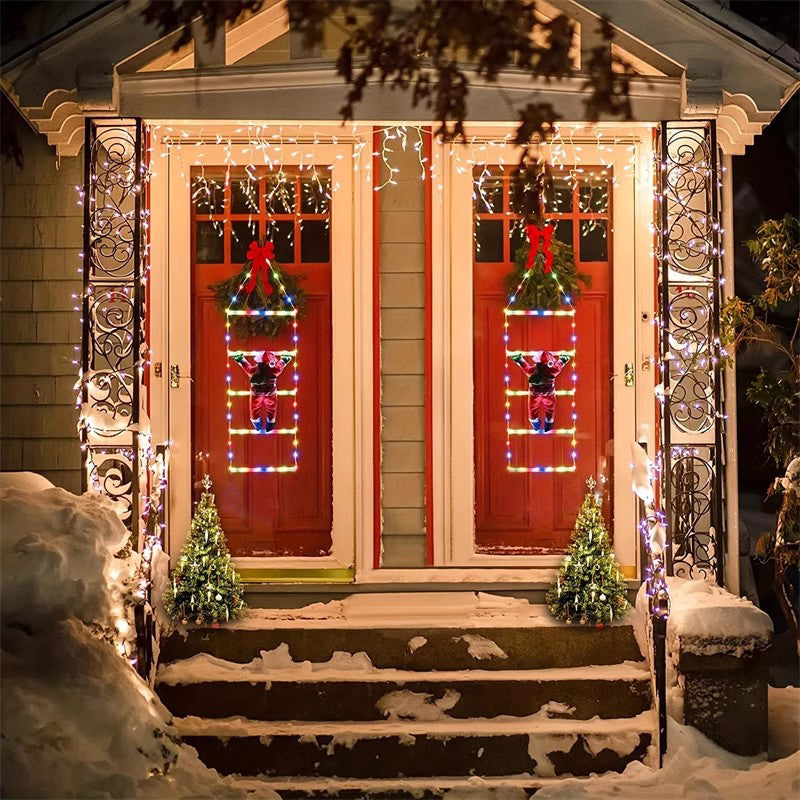 Climbing Santa LED Ladder Lights - 1m Festive Holiday Decoration for Indoor & Outdoor Use, 8 Lighting Modes, Remote Controlled Seasonal Decor - Tophatter Daily Deals