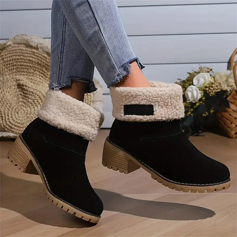 Warm Cozy Women’s Ankle Boots - Platform, Fleece Lined - Tophatter Daily Deals