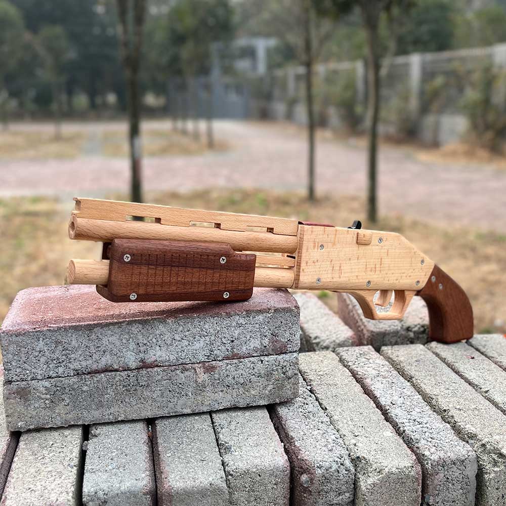 Assembled M37 Shotgun Rubber Band Wooden Replica Gun - Tophatter Daily Deals