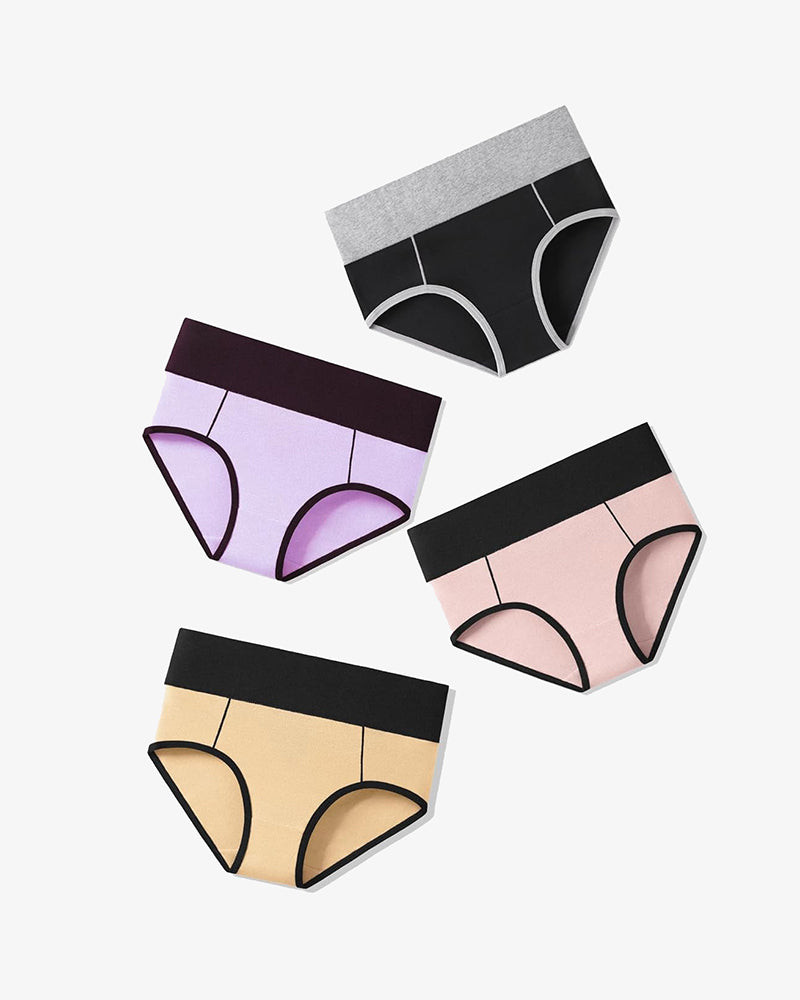 Cotton Hipster Panties High Waist Briefs 4 Packs-4 Lingeries-panties - Tophatter Daily Deals