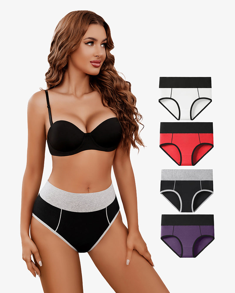 Cotton Hipster Panties High Waist Briefs 4 Packs-7 Lingeries-panties - Tophatter Daily Deals